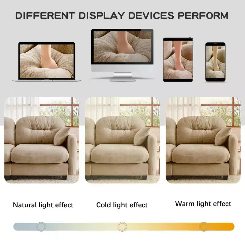 Cloud Chenille Sectional Sofa  Tufted High-Density Foam, Ergonomic Arms, Perfect for Bedroom or Small Living Room