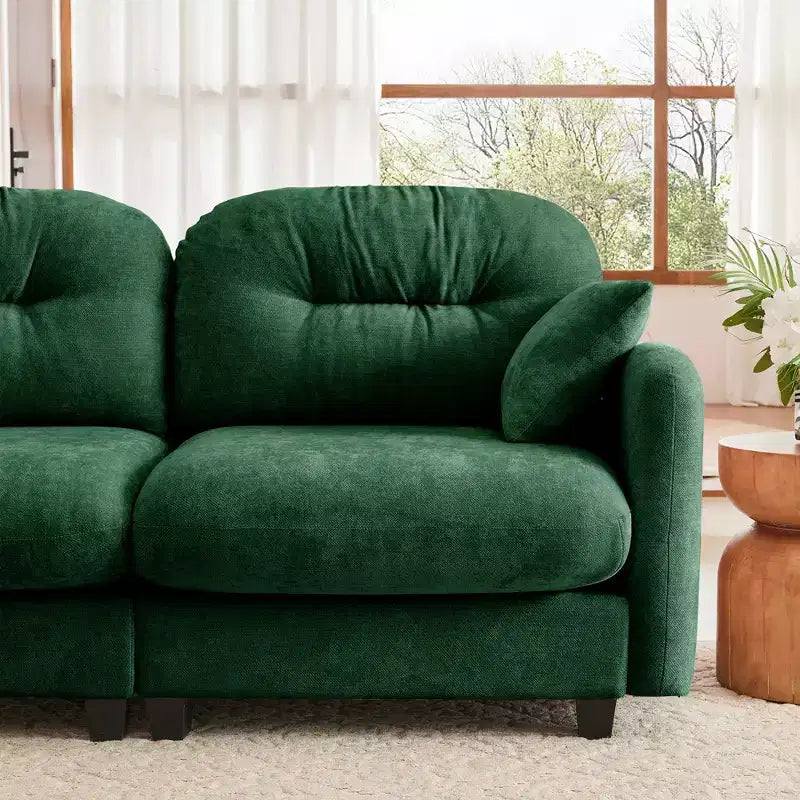Cloud Chenille Sectional Sofa  Tufted High-Density Foam, Ergonomic Arms, Perfect for Bedroom or Small Living Room