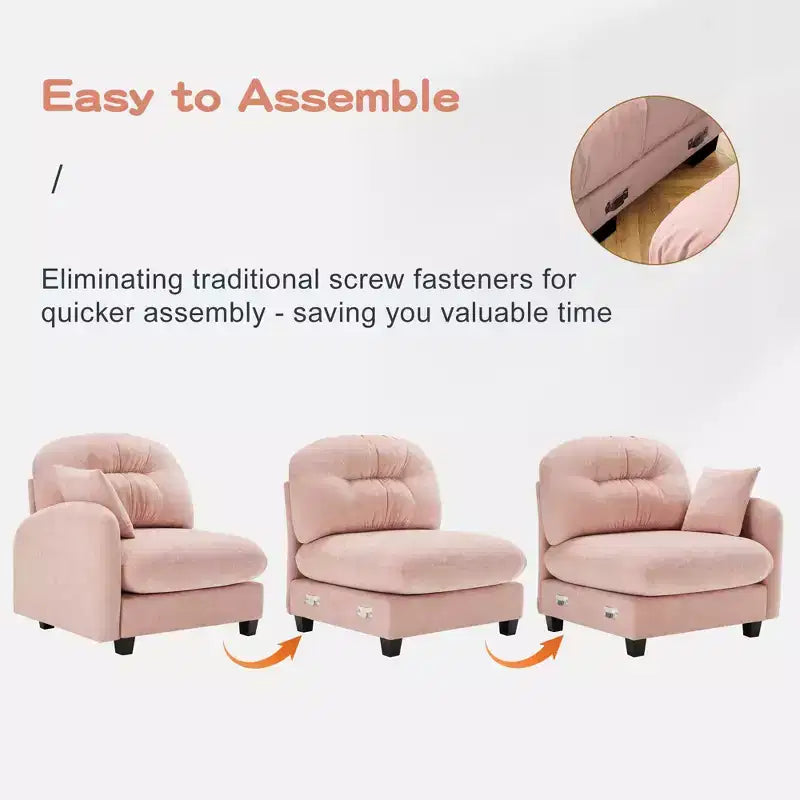 Cloud Chenille Sectional Sofa  Tufted High-Density Foam, Ergonomic Arms, Perfect for Bedroom or Small Living Room