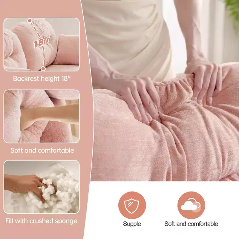 Cloud Chenille Sectional Sofa  Tufted High-Density Foam, Ergonomic Arms, Perfect for Bedroom or Small Living Room