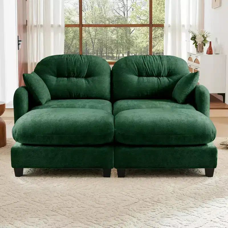 Cloud Chenille Sectional Sofa  Tufted High-Density Foam, Ergonomic Arms, Perfect for Bedroom or Small Living Room