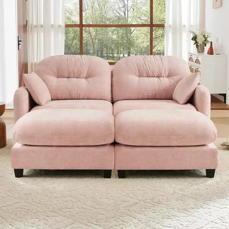 Cloud Chenille Sectional Sofa  Tufted High-Density Foam, Ergonomic Arms, Perfect for Bedroom or Small Living Room