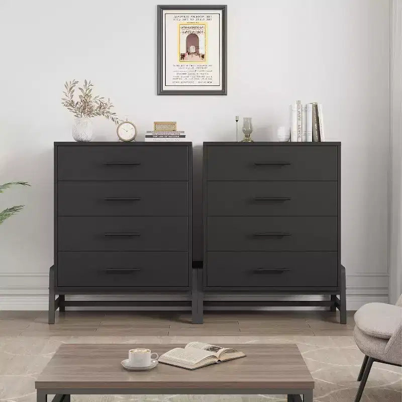 Dresser 4 Drawer Dresser for Bedroom,Modern Dresser with Legs,Long Double Wooden Dresser Large Chest of Drawers for Living Room,Entryway,Hallway