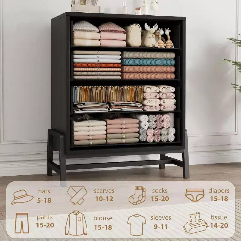 Dresser 4 Drawer Dresser for Bedroom,Modern Dresser with Legs,Long Double Wooden Dresser Large Chest of Drawers for Living Room,Entryway,Hallway