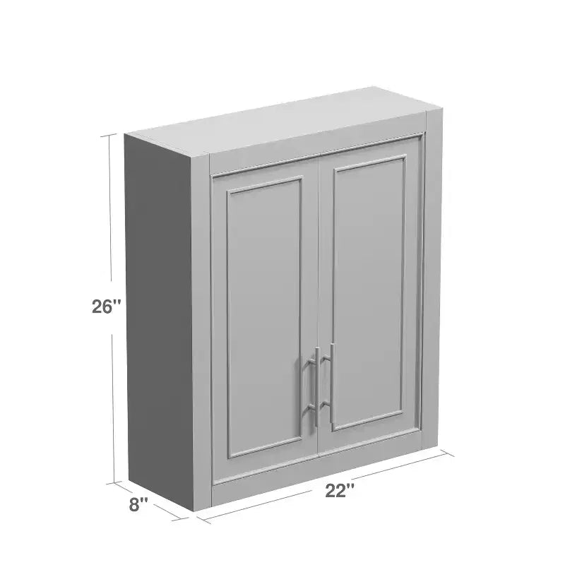 Bathroom Storage Cabinet, Wooden Wall-Mounted Cabinet for Home and Small Spaces, White, 26x22x8in
