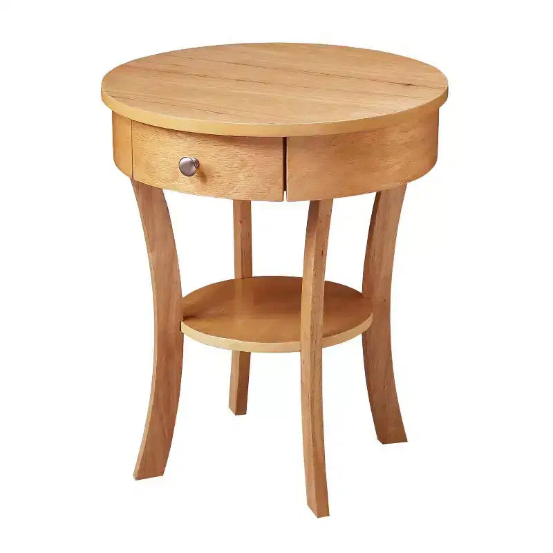 1 Drawer End Table with Shelf, Rubberwood Accent Table with Concealed Storage for Living Room