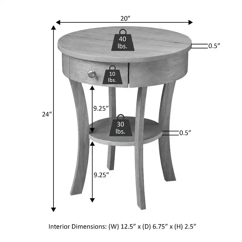 1 Drawer End Table with Shelf, Rubberwood Accent Table with Concealed Storage for Living Room