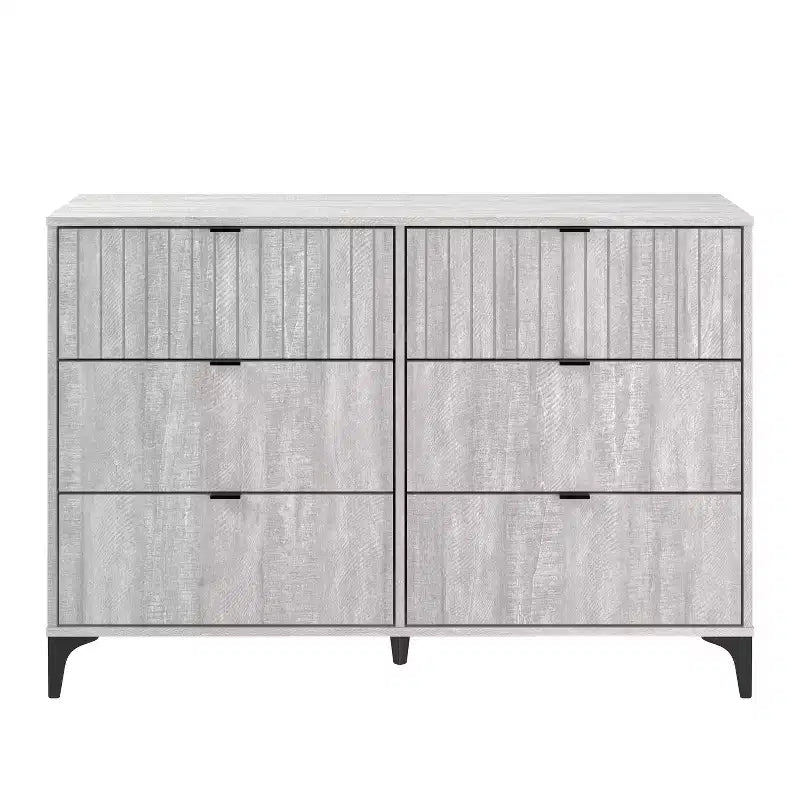 6 Drawer Dresser (Interlock) - Dusty Grey Oak