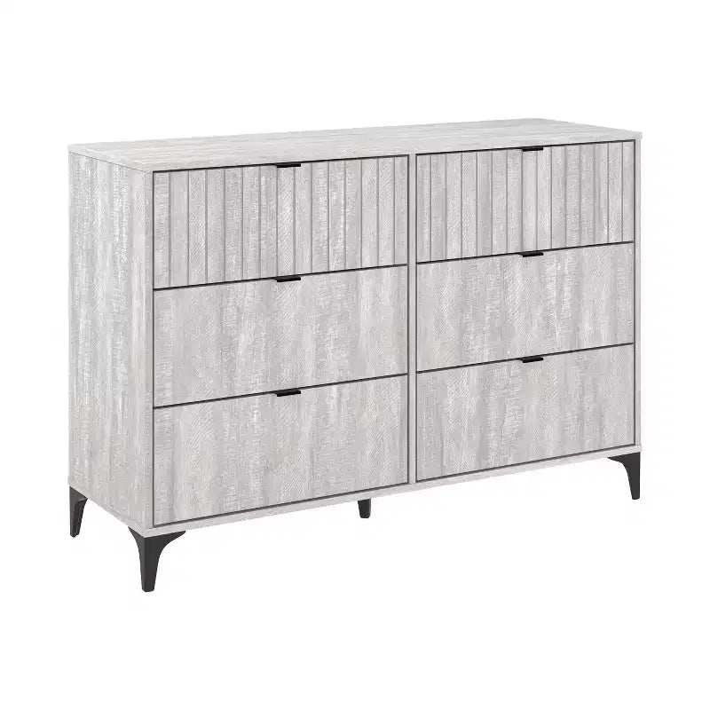 6 Drawer Dresser (Interlock) - Dusty Grey Oak