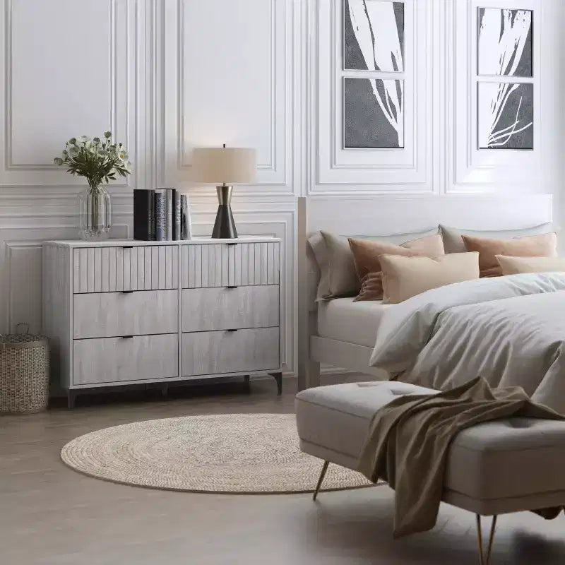 6 Drawer Dresser (Interlock) - Dusty Grey Oak