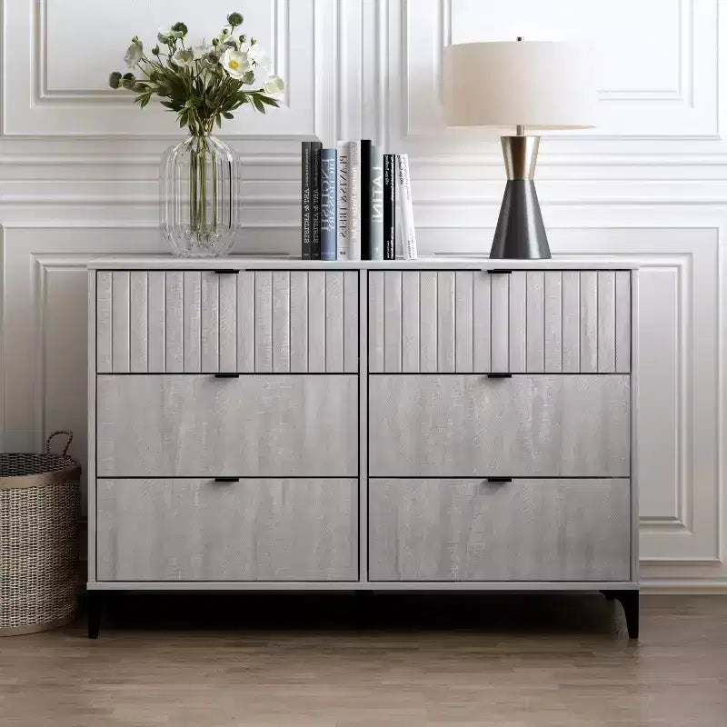 6 Drawer Dresser (Interlock) - Dusty Grey Oak