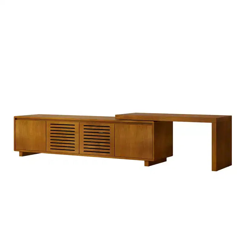 63-Inch Mid-Century Modern Extendable TV Stand with Adjustable Panels, Media Console Storage Cabinet for Living Room Entertainment