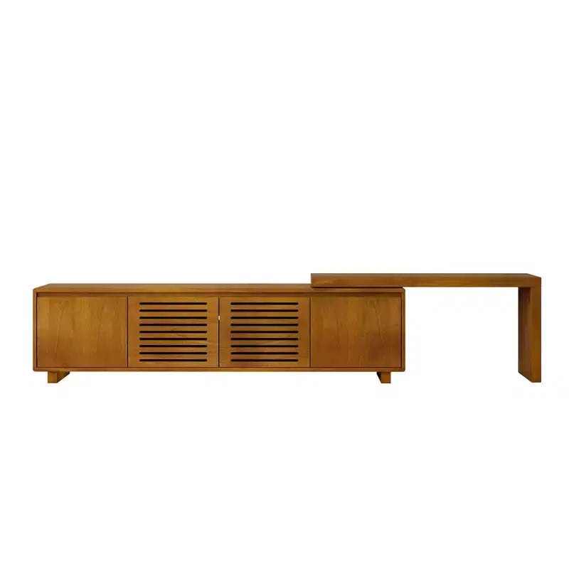 63-Inch Mid-Century Modern Extendable TV Stand with Adjustable Panels, Media Console Storage Cabinet for Living Room Entertainment