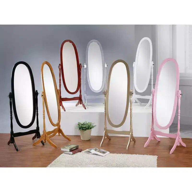 Vintage Swing Full Length Floor Mirror - Oval Shape with Wooden Stand for Living Room, Dressing Room