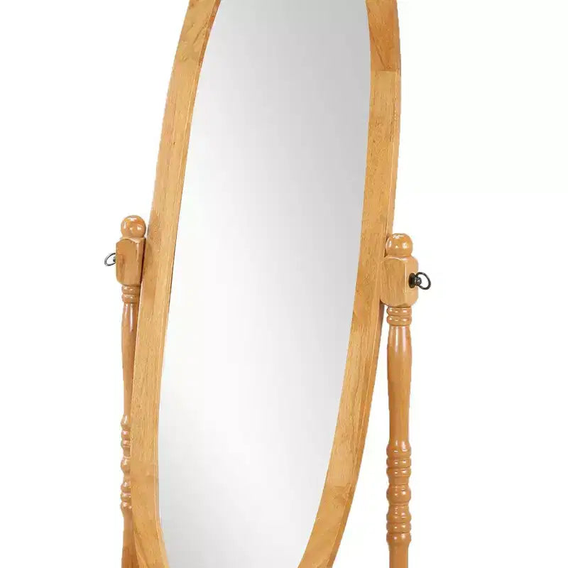 Vintage Swing Full Length Floor Mirror - Oval Shape with Wooden Stand for Living Room, Dressing Room
