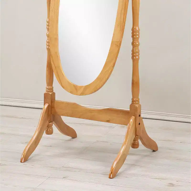Vintage Swing Full Length Floor Mirror - Oval Shape with Wooden Stand for Living Room, Dressing Room