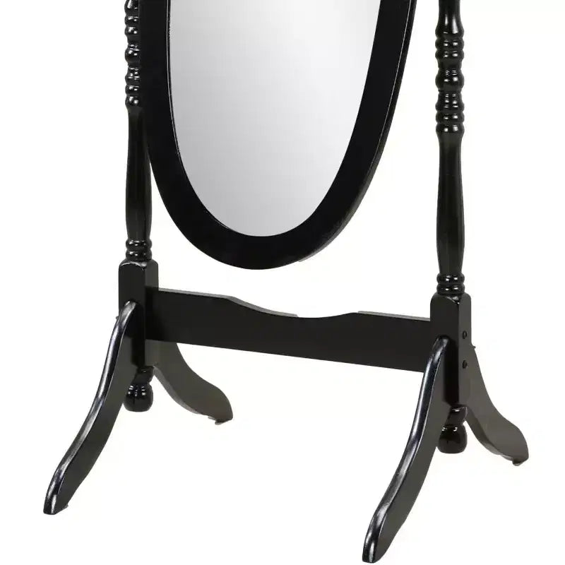 Vintage Swing Full Length Floor Mirror - Oval Shape with Wooden Stand for Living Room, Dressing Room
