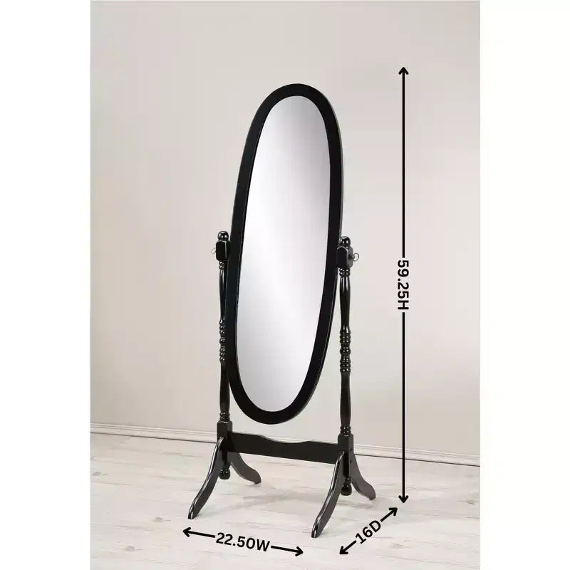Vintage Swing Full Length Floor Mirror - Oval Shape with Wooden Stand for Living Room, Dressing Room