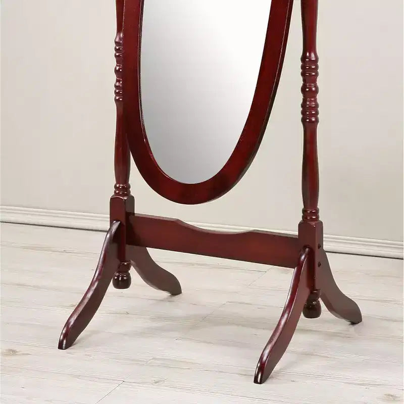 Vintage Swing Full Length Floor Mirror - Oval Shape with Wooden Stand for Living Room, Dressing Room