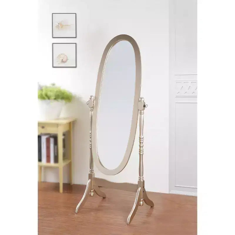 Vintage Swing Full Length Floor Mirror - Oval Shape with Wooden Stand for Living Room, Dressing Room