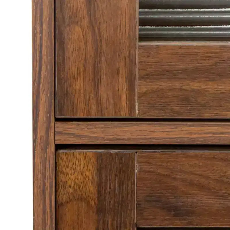 Rustic 4-Tier Wooden Bookcase with 4 Glass Doors