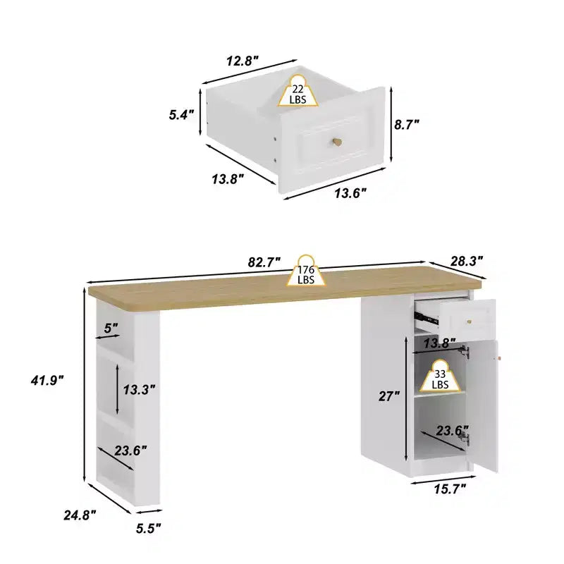 82.6'' Laundry Countertop Storage with Adjustable Shelf & Drawer, Washer Dryer Countertop for Laundry Room