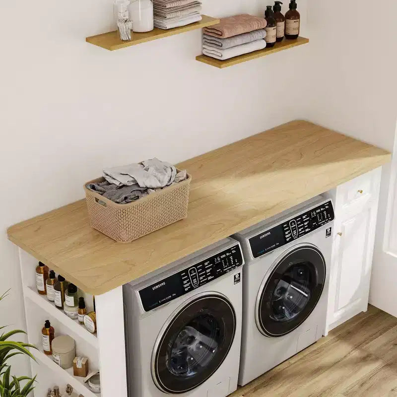 82.6'' Laundry Countertop Storage with Adjustable Shelf & Drawer, Washer Dryer Countertop for Laundry Room