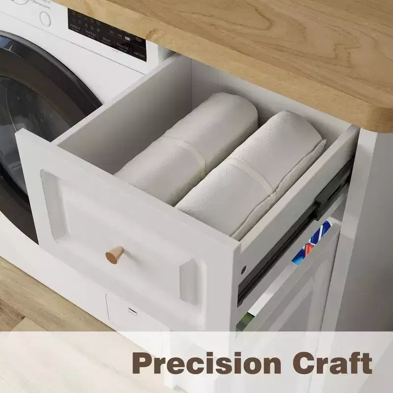 82.6'' Laundry Countertop Storage with Adjustable Shelf & Drawer, Washer Dryer Countertop for Laundry Room