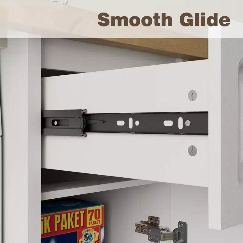 82.6'' Laundry Countertop Storage with Adjustable Shelf & Drawer, Washer Dryer Countertop for Laundry Room