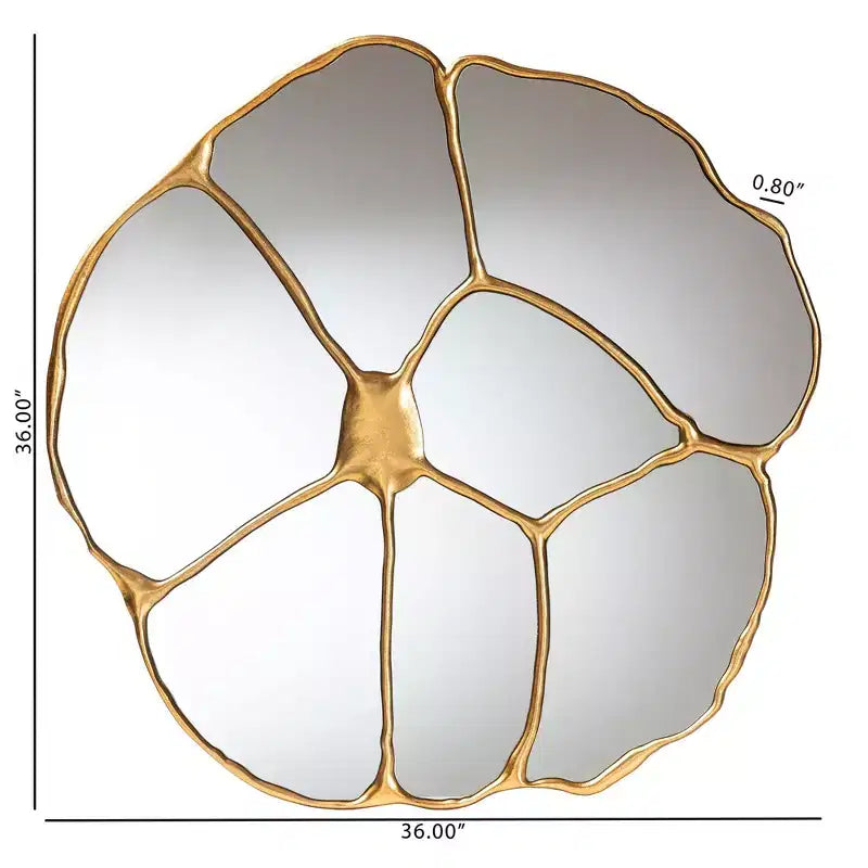 Antique Goldleaf Flower Accent Wall Mirror - Round 36 inch